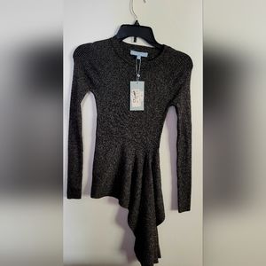 Antonio Melani Women's Monica Asymmetrical Sweater XS Black and Silver Shimmery
